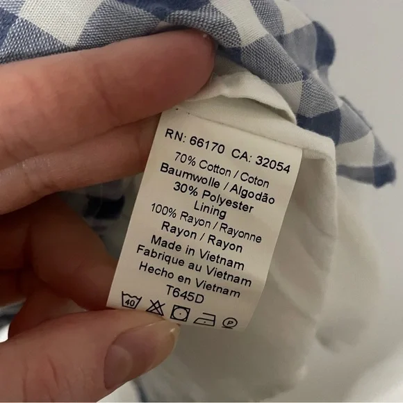 Anthropologie ie 11.1. Tylho Kinsey Off-The-Shoulder Blue & White Gingham Dress - Picture 11 of 15